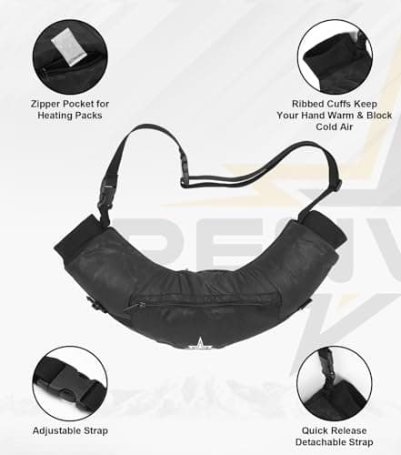 Penveer Football Hand Warmer Pocket - Water Resistant Hand Warmer with Adjustable Strap, Ribbed Cuffs and Zip Pocket, Ideal for Football, Hunting and Outdoor Activities (Black Camo — view 3