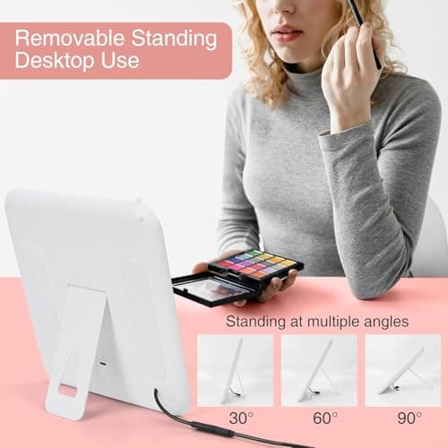 Makeup Bag with LED Mirror-3 Colors Modes Travel Makeup Organiser Pink — view 4