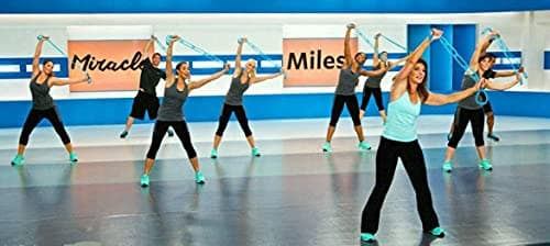 7 Ring Stretch Resistance Exercise Band - Miracle Miles Band, Yoga Stretching, Arm, Shoulders Foot, Leg Butt Fitness Home Gym Physical Therapy Band (Turquoise) — view 5