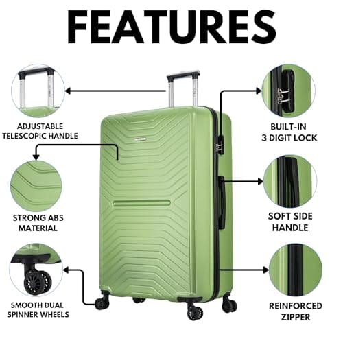55x35x20 Cabin Suitcase Carry on Suitcase Hard Shell Hand Luggage Cabin Bag Case Approved For Ryanair EasyJet 2 Small Fits 8kg 10kg 35 Litre Capacity + 3 Digit Lock + Telescopic Handle Cabin Luggage — view 3