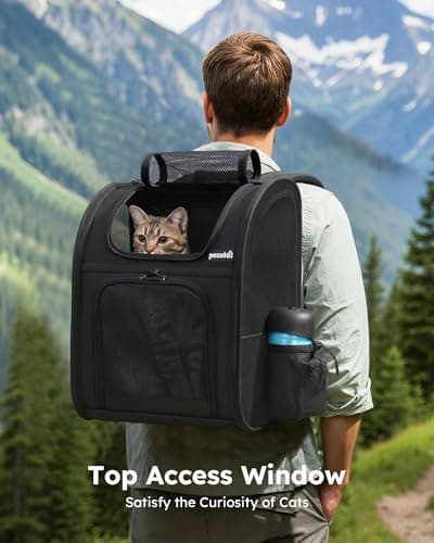 pecute Cat Backpack Dog Backpack, Breathable Dog Rucksack, Black,L — view 3