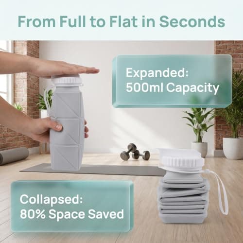 Collapsible Water Bottle, 620 ml Foldable Water Bottle 22 x 7.5 cm — view 5