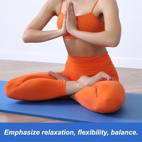 Yoga Mat Unisex Non-Slip Thick Foam Exercise Mat 10mm with Carry Strap – Lightweight Home Gym Equipment for Yoga, Pilates, Stretching (Blue) — view 6