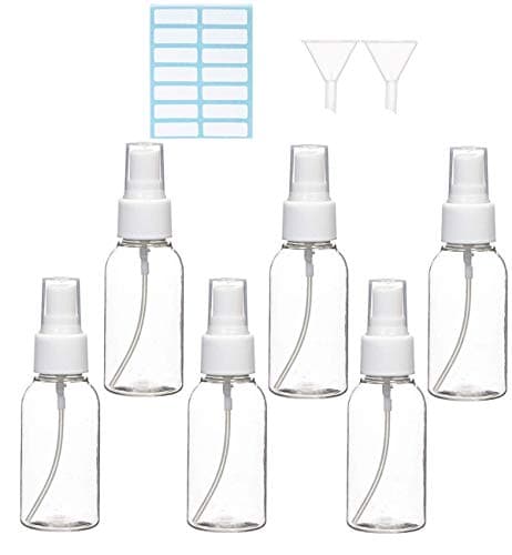 ILLUVA 50ml Small Spray Bottle Empty Clear Fine Mist Spray Bottles Plastic Travel Atomiser Bottle Set Refillable Liquid Containers for Make-up Cosmetic Hair