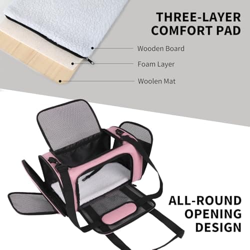 Yipincover Carriers Soft-Sided Pet Carrier Pink for Medium Large Cats Dogs Undertake 35Lbs,Ventilated Mesh Windows,Top Load Cat Carrier with Airline Approved(X-Large,Pink) — view 2