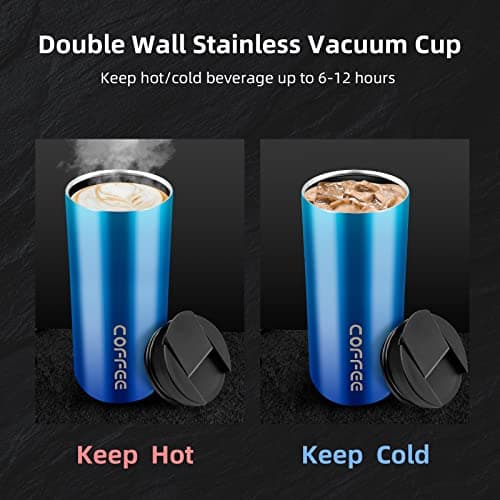 Travel Mug, Double Walled Coffee Cup 550ml Vacuum Insulation Stainless Steel with Leakproof Lid Eco-Friendly, for Hot and Cold Water Coffee and Tea — view 4