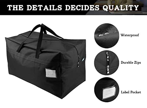 iwill CREATE PRO 70*42*35cm Waterproof Over-sized Christmas, Festival Decorations Organizer Storage Bag, Travel Duffel Bag, Back to School Carry Bag, Washable, Black — view 6