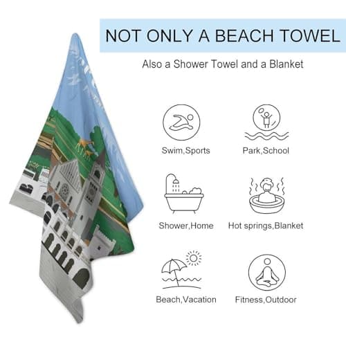 sinyumoney Travel to Dar Es Salaam Beach Towels Adults Lightweight Quick Dry Towels Bathroom for Travel Swimming Pool Sports 130x80cm — view 3
