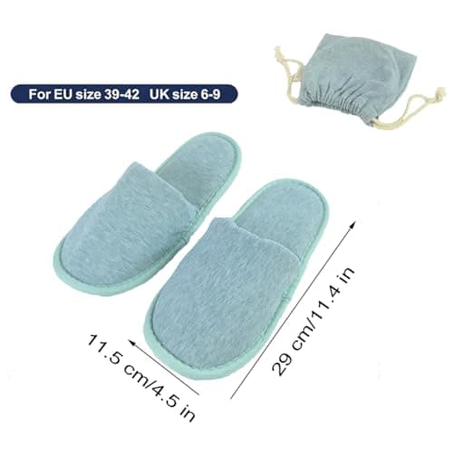 Travel Slipper for Women and Men with Storage Bag, 1 Pair Outdoor Foldable Portable Non-Disposable Spa Slippers (Light Green, L, UK Footwear Size System, Adult, Men, Numeric Range, Medium, 6, 9) — view 3