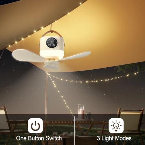 Portable Camping Fan, 7200 mAh Tent Fans with LED Light, Remote Control — view 6
