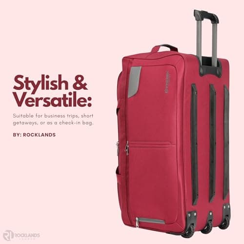 Rocklands® Lightweight Luggage Rolling Holdall Suitcase Wheeled Duffle Bag Cargo Sport Travel Bag RL501 (Burgundy, Large - 32" (H84 x L42 x W40 cm)) — view 2