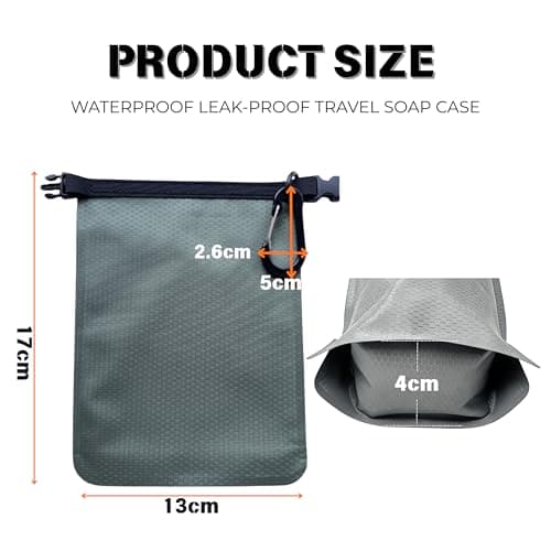Travel Soap Bag, Leakproof & Breathable Soap Case for Bar Soap, Waterproof Portable Soap Pouch with Quick-Dry Mesh Bags & Carabiner, Ideal for Gym, Camping, Travel and Outdoor Activities - Grey — view 2