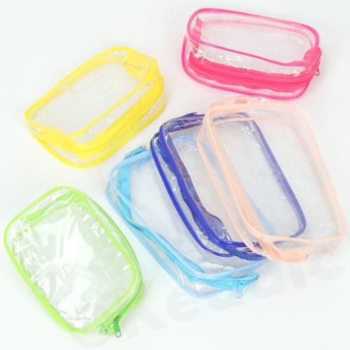Keadic 8 Piece Clear PVC Makeup Pouches Waterproof Zipper Cosmetic Storage Bags Small Travel Toiletry Organiser Bags 18×11cm in 8 Assorted Colours — view 5