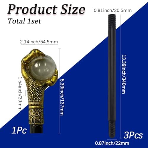 GORGECRAFT 40.9in Dragon Claw Walking Stick Vintage Canes Egyptian Staff Scepter with Gold Copper Color Claw Head Plastic Cosplay Wand for Halloween Witches Wizards Dress Up Party Costume Accessories — view 2