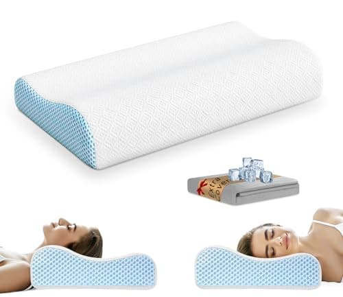 PKBD Memory Foam Pillow with Replacement Pillowcase(Cooling IceSilk&Cotton)