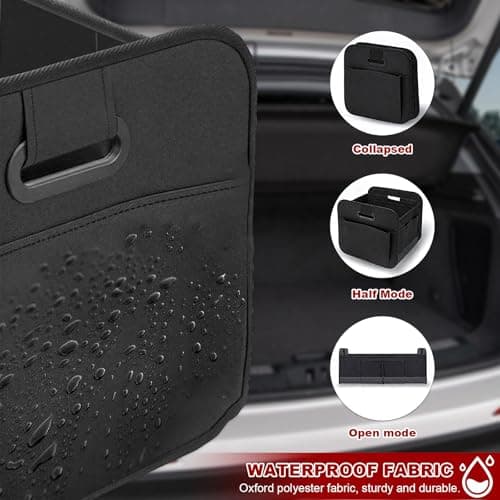 Car Sstorage Box Foldable Car Boot Organiser, Oxford Polyester Waterproof Trunk Organizer with Multi-Compartment, Non-Slip Velcro Base for Cars SUV Trucks, Motorhomes & Boats, Dorm Bedroom Wardrobe — view 6