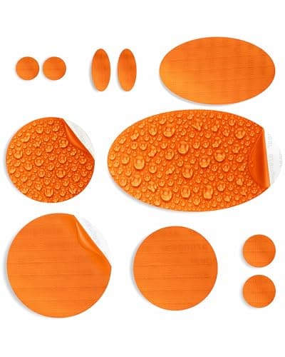 Stick-On Repair Patches for Down Jackets, Tents, 11 Pcs, Waterproof, Orange