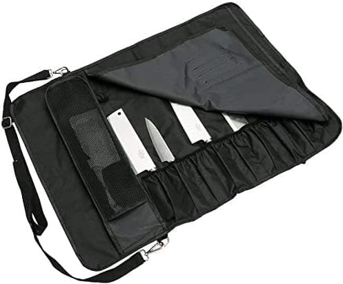 YWYHHM Chef Knife Roll Bag, 17 Slots Chef Knife Bag, Knife Case for Kitchen Camping Knife, Heavy Duty Utility Knife Storage Tote with Shoulder Strap, Tool Gifts Gadgets for Men — view 3