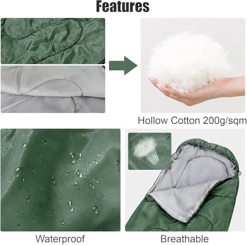 M.J COMFY-LIFE Sleeping Bag 200g Cotton Fill, Comfort 5° to 15°C Green — view 4