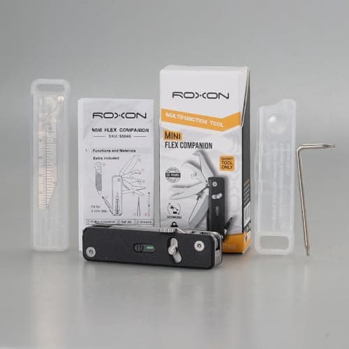 ROXON S504G Mini Flex Companion-7 in 1 Multitool EDC Pocket Knife with G10 Handle, Box Cutter, Short Sheepsfoot Blade, Short Scissors, Bottle & Can Opener, 4mm Bit, Tweezers and Toothpick — view 6