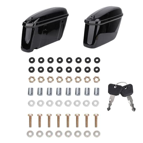 Motorcycle Hard Saddle Bags Glossy Black Secure Storage for Universal Fit for Cruiser, 22L ABS Material — view 6
