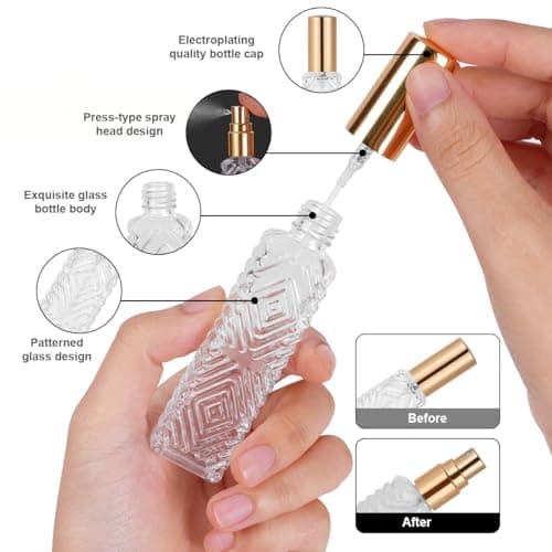 AOOWU Perfume Atomiser Bottles, 3Pcs 12ml Refillable Perfume Atomizer Empty Spray Bottles, Empty Glass Atomiser Spray Bottles, Portable Purse Pocket Handbag Perfume Bottle for Men and Women — view 4