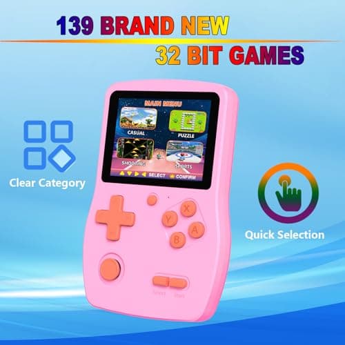 32 Bit Handheld Game Console for Kids,3.0" IPS Screen with 139 Video Games — view 2