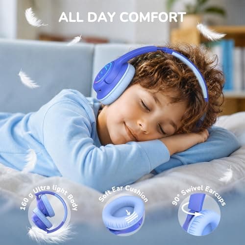 iClever BTH18 Kids Headphones Wireless with LED Lights 43H Playtime Travel — view 6