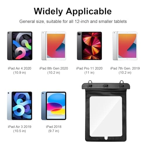 Universal Waterproof Case, Tablet Transparent Water Resistant Protective Case for IPad Samsung Huawei for New iPad 9 8 7 iPad Air 2 Huawei MediaPad T3 Samsung Galaxy Tablets Up to 10.2 inch — view 6