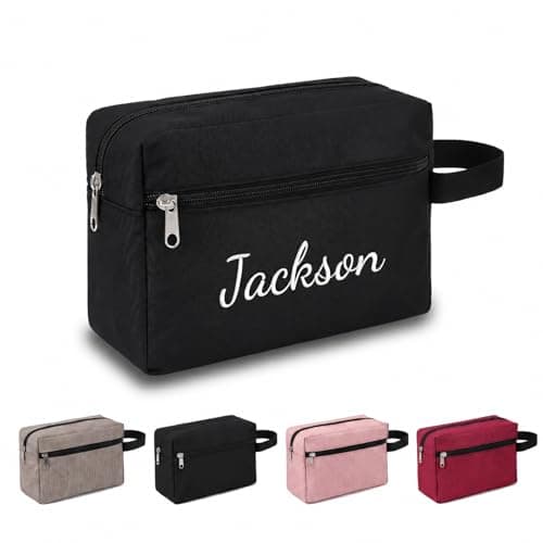 Personalised Toiletry Bag, Water Resistant Wash Bag, Black-M