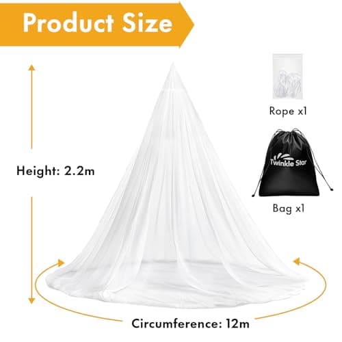 Twinkle Star Travel Mosquito Net for Bed with Hanging Rope, Foldable Fine Mesh Bug Net for Single & Double Bed, Camping Outdoor with Carry Bag — view 6