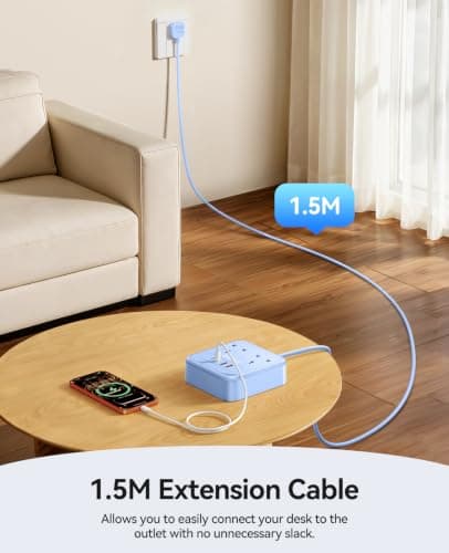 ORICO 1.5M Extension Lead with USB Slots, PD 20W USB C Charger Blue — view 4