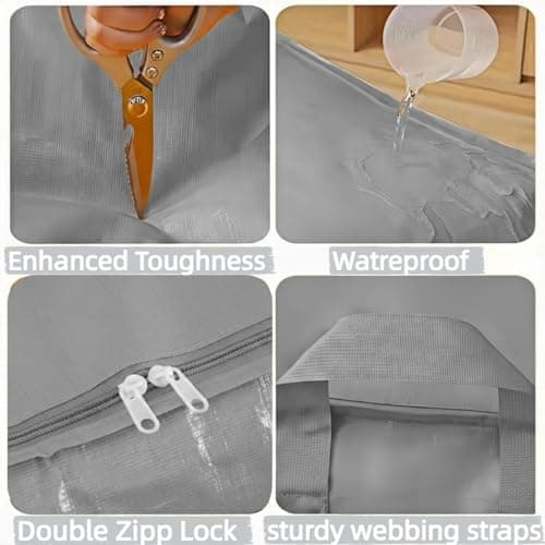3-Pack 240l Large Moving Bags – Heavy Duty Waterproof Removal Bag with Double Zip Pulls,Ideal for Moving, College Dorms, Loft Storage, Camping,Toys or Holiday Decorations — view 6