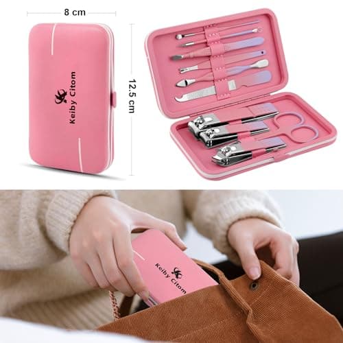 Manicure Set 10pcs Professional Nail Clippers Kit, Pink Purple — view 4