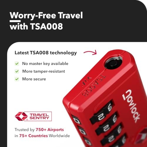 NovLock Suitcase Locks, TSA Approved Luggage Locks, 4-Digit Travel Padlocks — view 6