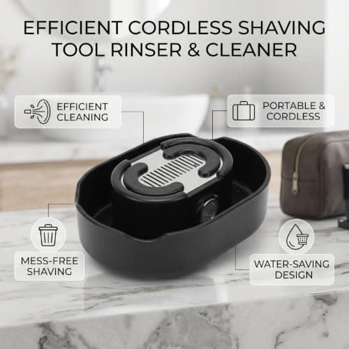 Push Type Beard Trimmer Rinser, Travel-Friendly Cleaner (Black) — view 4