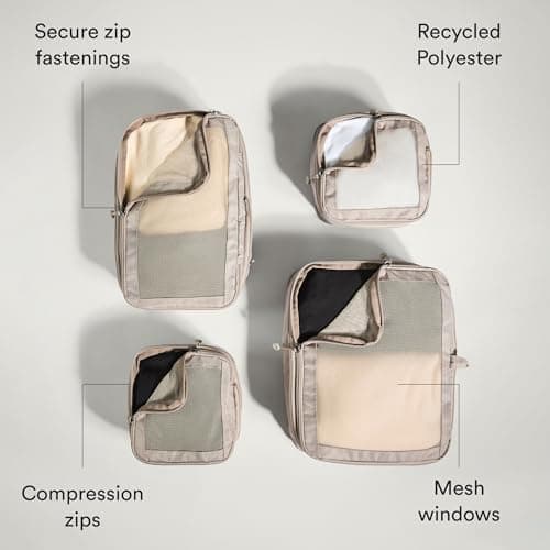 Antler Essential Compression Packing Cubes for Travel, Set of 4, Taupe — view 4