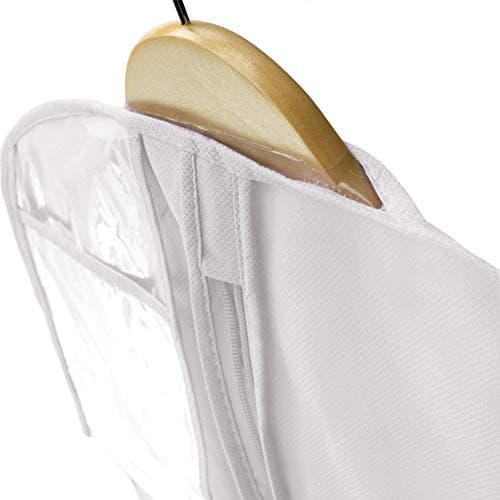 Hangerworld 72 Inch White Extra Wide Breathable Wedding Gown Dress Garment Cover Bag with 14 Inch Gusset — view 3