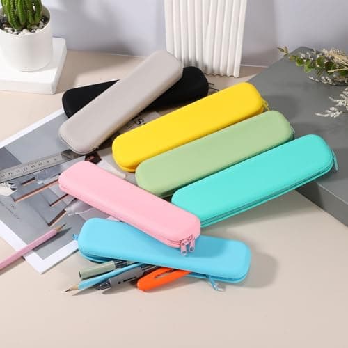 PATIKIL Silicone Pen Case, Rectangular Small Pencil Pen Pouch with Zipper Waterproof Aesthetic Soft Cosmetic Storage Bag Bible Study Supplies Case for Journaling Travel, Khaki Green — view 5
