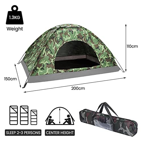 Holdfiturn Camping Tent 2-3 Person Dome Tents Easy Setup Lightweight Backpacking Tents for Hiking Fishing Backyard Adventures — view 3