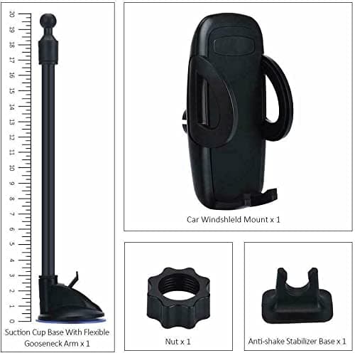 Rheme Phone Mount for Car, Flexible Long Arm Car Mount [Strong Suction Anti-Shake Stabilizer] Cell Phone Holder for Car Windshield, Compatible with iPhone, All Smartphone — view 4