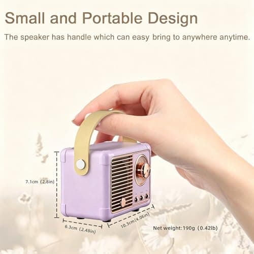 Retro Bluetooth Speaker,Teenage Girl Gifts Small Wireless Speaker Purple — view 2