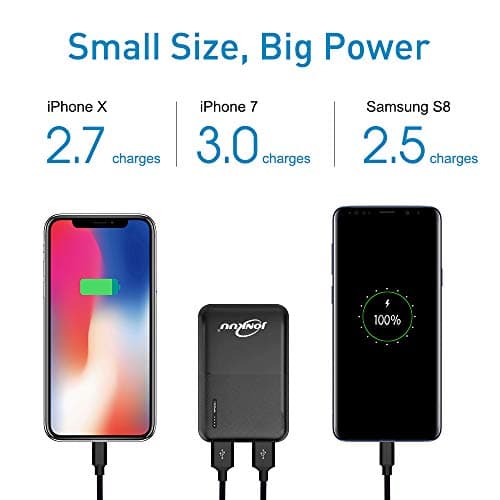 Mini Power Bank 10000mah, Portable Charger External Phone Battery Packs Dual Ports High Speed 2.4 A Powerpack Compatible for Huawei iPhone iPad Samsung Galaxy Nintendo Switch and Tablets (Black) — view 5