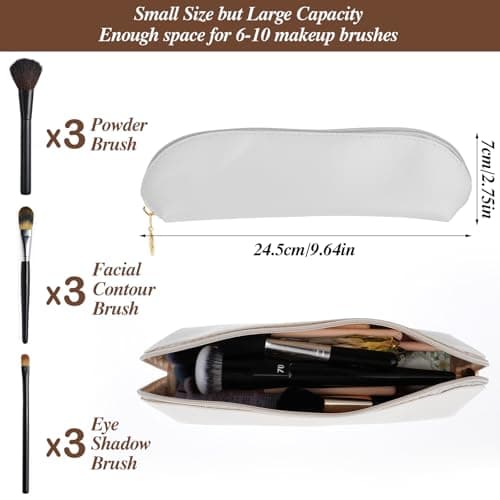 cobee Large Travel Makeup Brush Holder, Portable PU Makeup Organizer Zipper — view 6