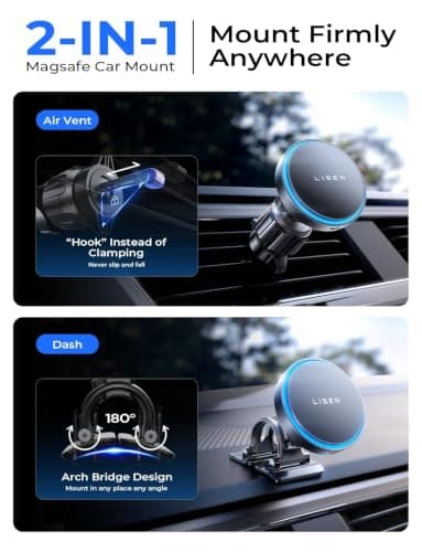LISEN for Magsafe Car Mount Charger Magnetic Phone Holder for Car Wireless — view 2