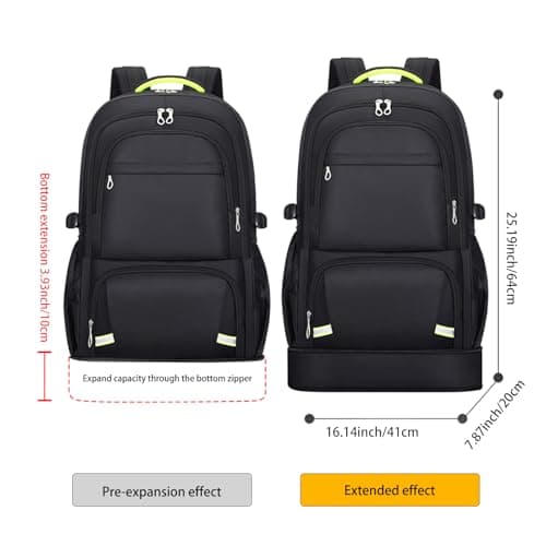 Nayubo 65L Hiking Backpack for Men Waterproof Expandable Travel Backpack Carry On Backpack Casual Daypack Large Rucksack for Camping Outdoor Sports Trekking (Black) — view 2