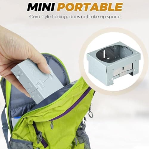 AZWOOD Portable Solid Fuel Stove, Foldable Alcohol Burner Compact Folding Stove Mini Camping Stove for Solo Camp, Hiking, Picnic, BBQ - pocket size (Updated model) — view 4