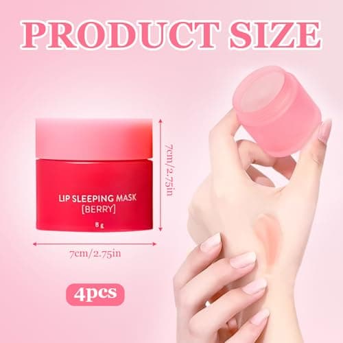 Lip Sleeping Mask,4 Pcs Lip Balm Set Mini Day And Night Repair Lip Balm, Lip Mask for Chapped Cracked Dry Lips, Moisturizing Lip Mask for Both Men And Women, Sleep Balm, Natural Bright — view 2