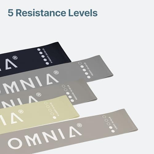 OMNIA Resistance Bands Set for Home Workouts – Durable Exercise Bands for Strength Training, Yoga, Pilates, Physio – 5 Resistance Levels – Unisex Fitness Bands (Grey) — view 4