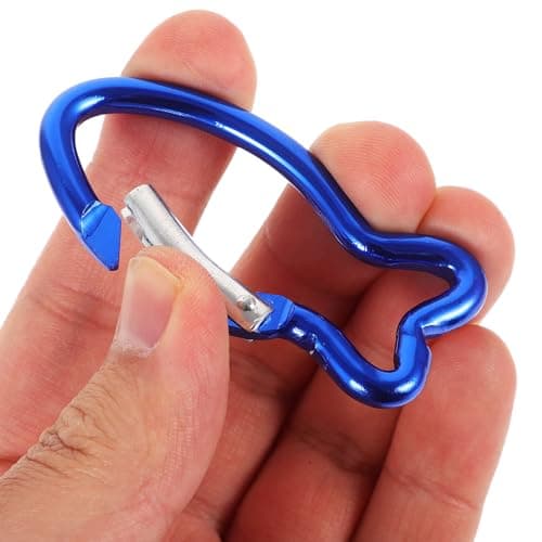 10pcs Fish Shaped Camping Carabiner Clip Blue Aluminium Alloy — view 4